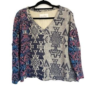 Pilcro Anthropologie Moira Pullover Sweater Top Size SP Oversized Aztec Tribal